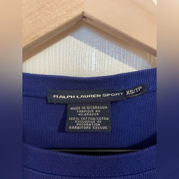Ralph Lauren Sport Vintage Long Sleeve Crewneck T-Shirt in Royal Blue Size XS - Picture 4 of 5